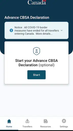 ArriveCAN screenshot