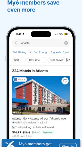 Motel 6: Book Hotels My6 Deals screenshot