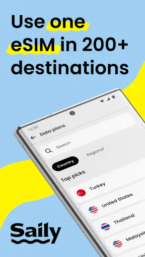 Saily: eSIM + phone number screenshot