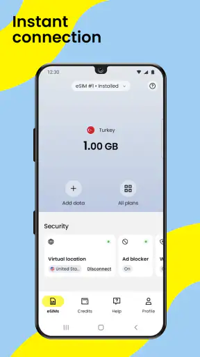 Saily: eSIM + phone number screenshot