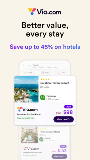Vio: Hotels & travel deals screenshot